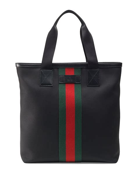 black canvas black gucci tote bag|Gucci tote with zipper.